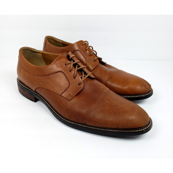 Cole Haan Warren Mens Size 12 Brown Leather Dress Cap Toe Oxford Shoes C20153 - Picture 1 of 14